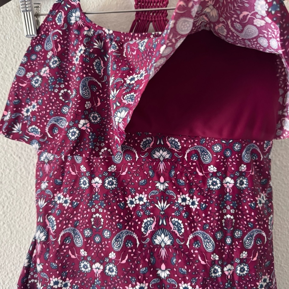 Arizona Jean Paisley Flounce Braided Tankini Swim Top Large Boho Beach - Picture 5 of 11